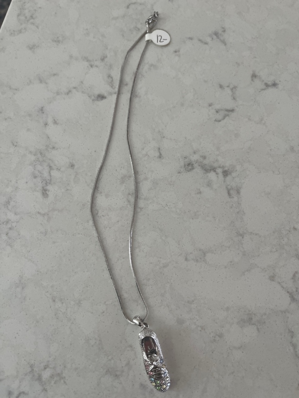 Silver-tone Crystal running sneaker Pendant Necklace - Women Jewelry